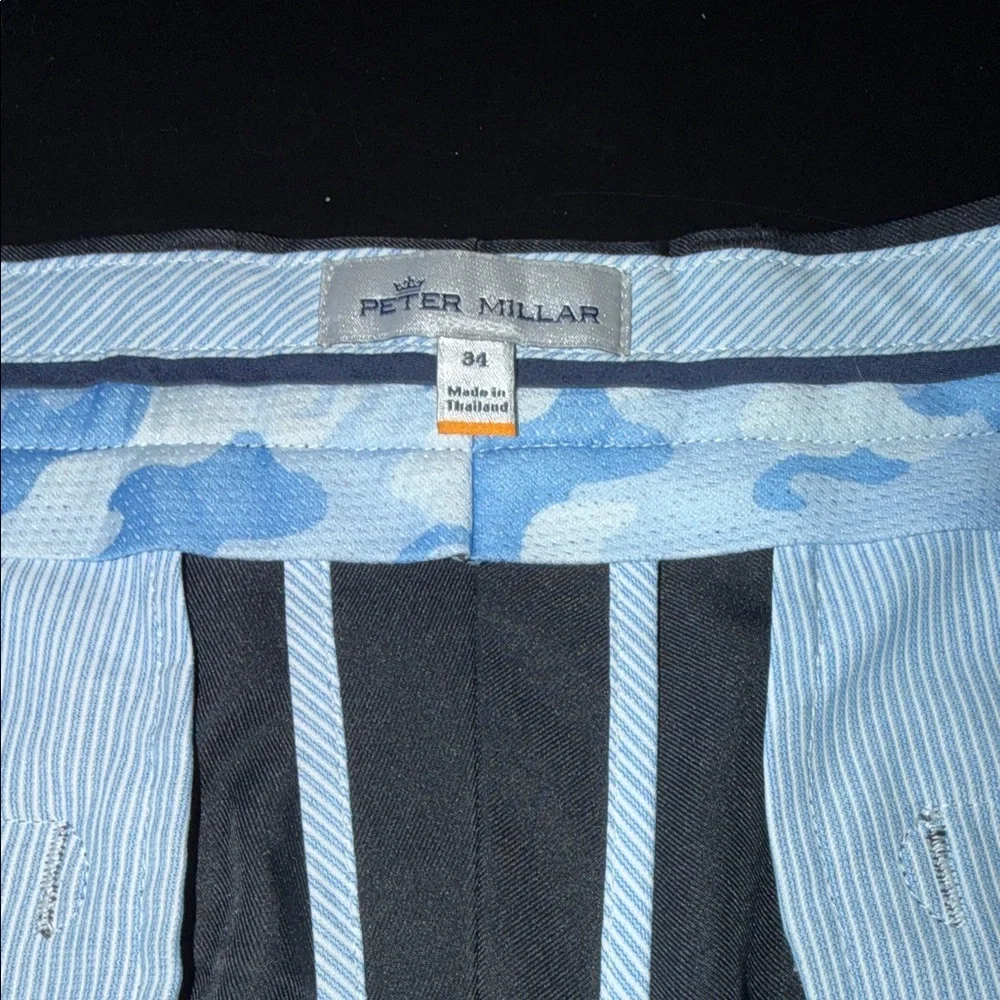 Peter Millar Shorts Men 34 Black Golf Performance Classic 8" solid flat front - Picture 2 of 3